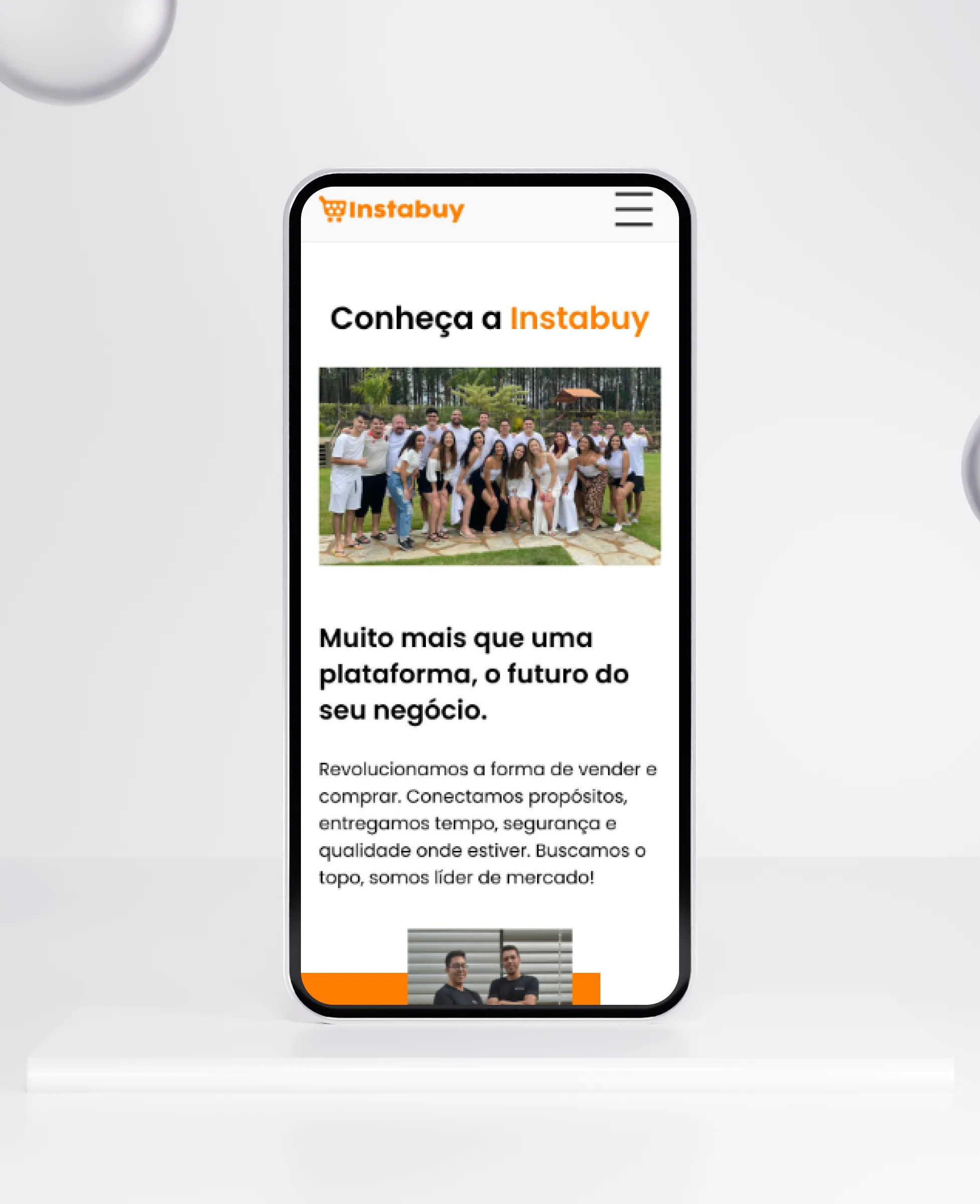 A página inicial da Instabuy num celular