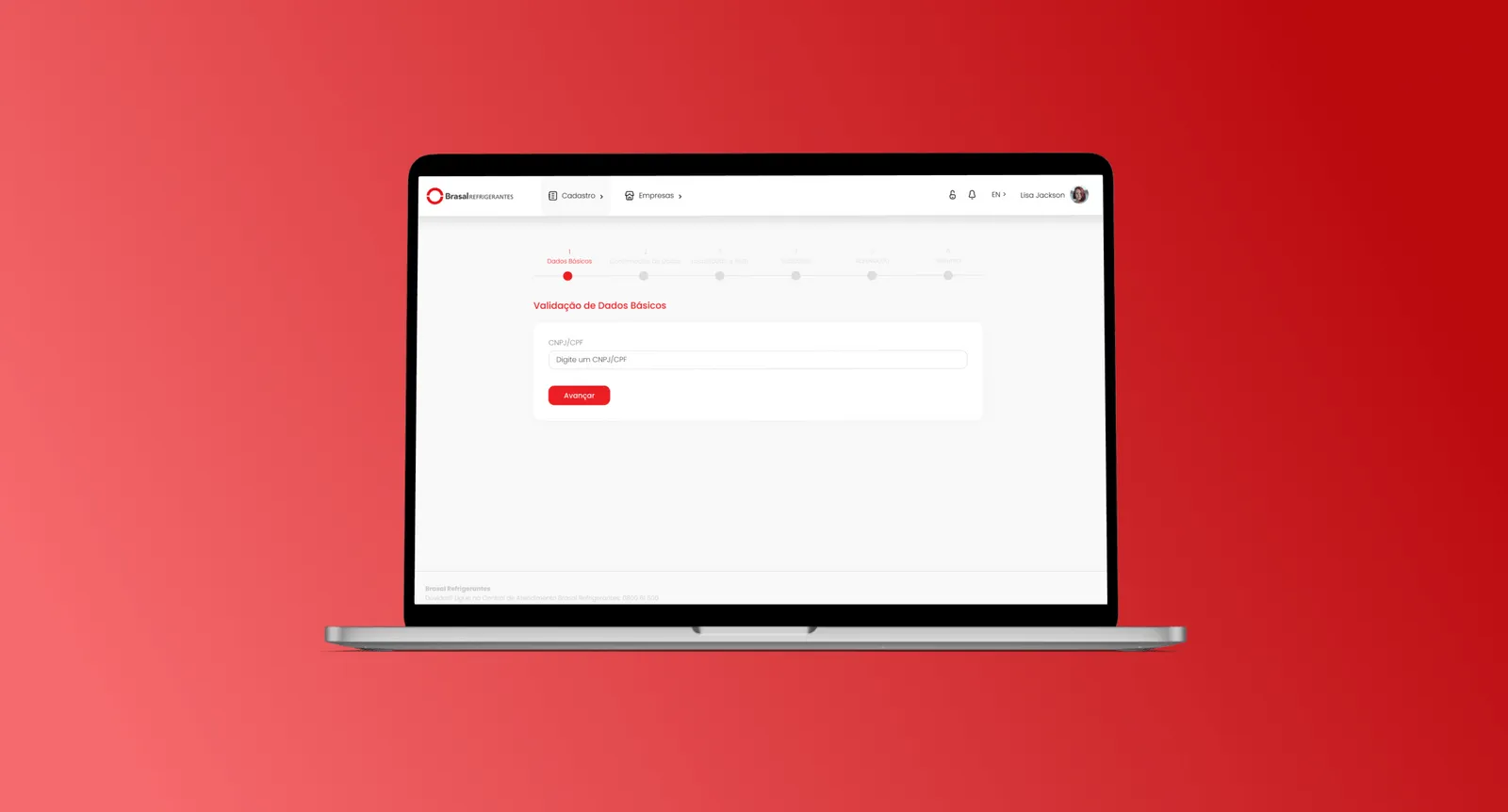 The registration platform open on a laptop